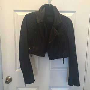 All saints cropped leather jacket size 12